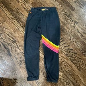 Aviator Nation 5 stripe neon/charcoal sweatpants- size small